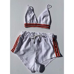 Zaful Two Piece White and Red Set